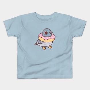 Cute Pigeon With Donut Necklace Funny Kids T-Shirt